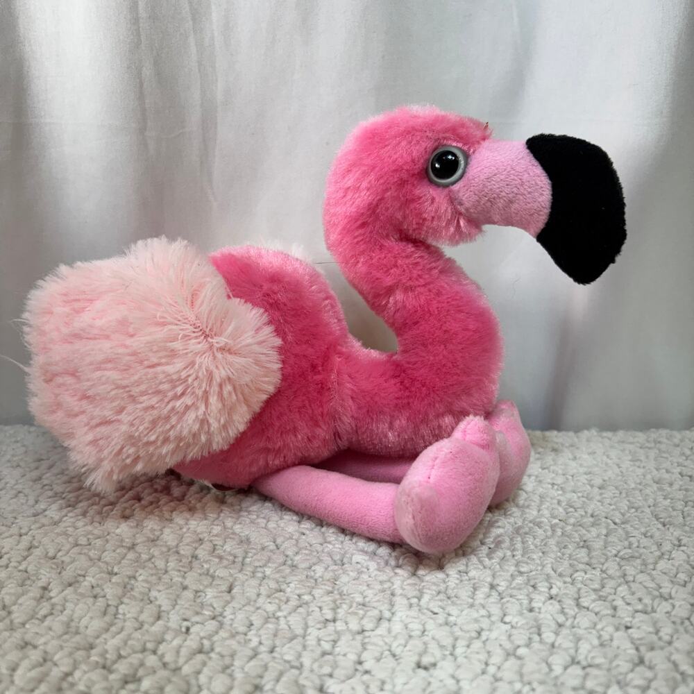 Mini Flamingo Wild Republic Hug Ems Stuffed Animal 7" Plastic Eyes NWT Lifelike